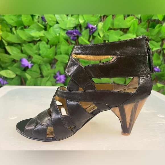 Nine West Black NWCurri Leather Healed Ankle Sandals Womens Size 5M Zip … - Picture 10 of 14